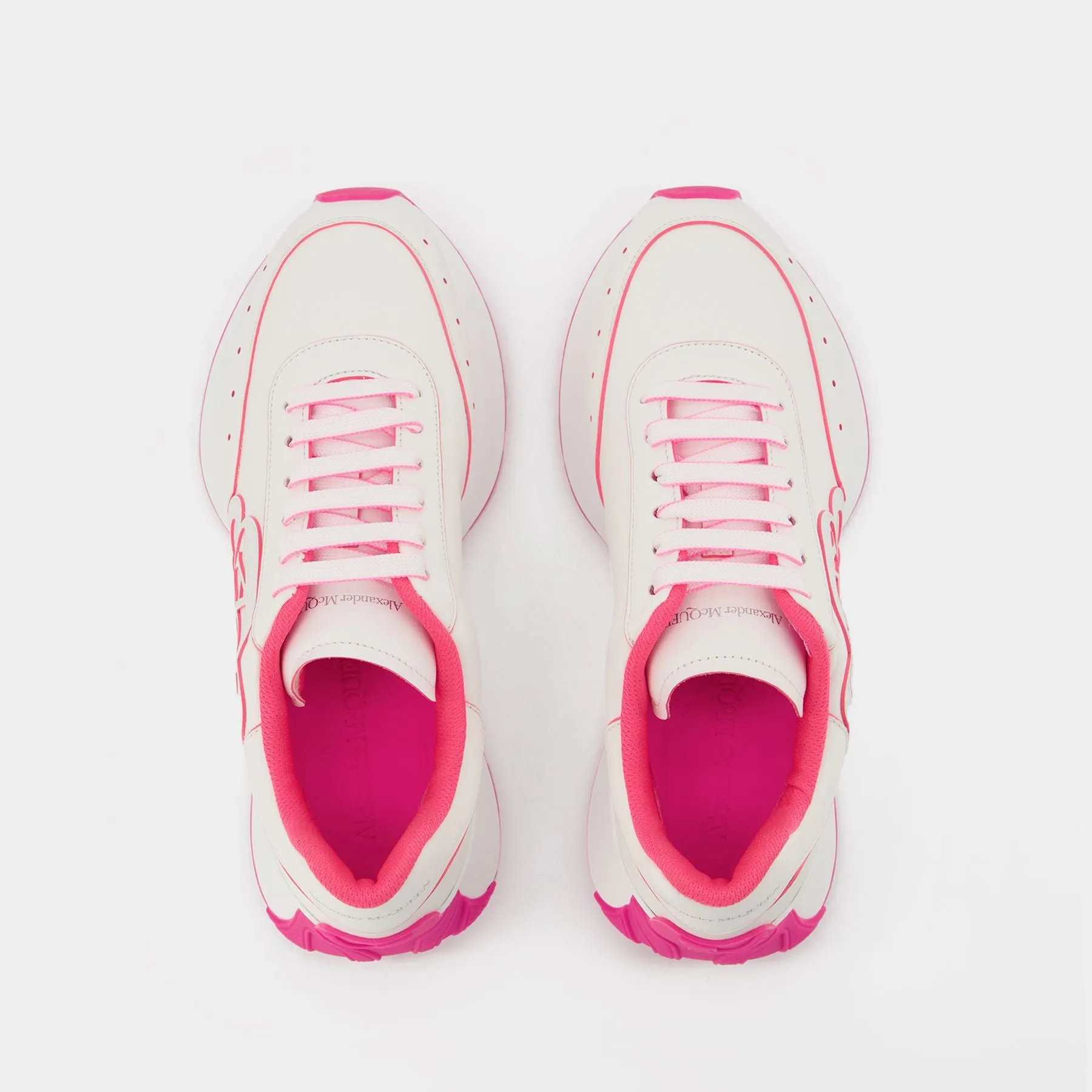 Sneakers in White/Pink Leather