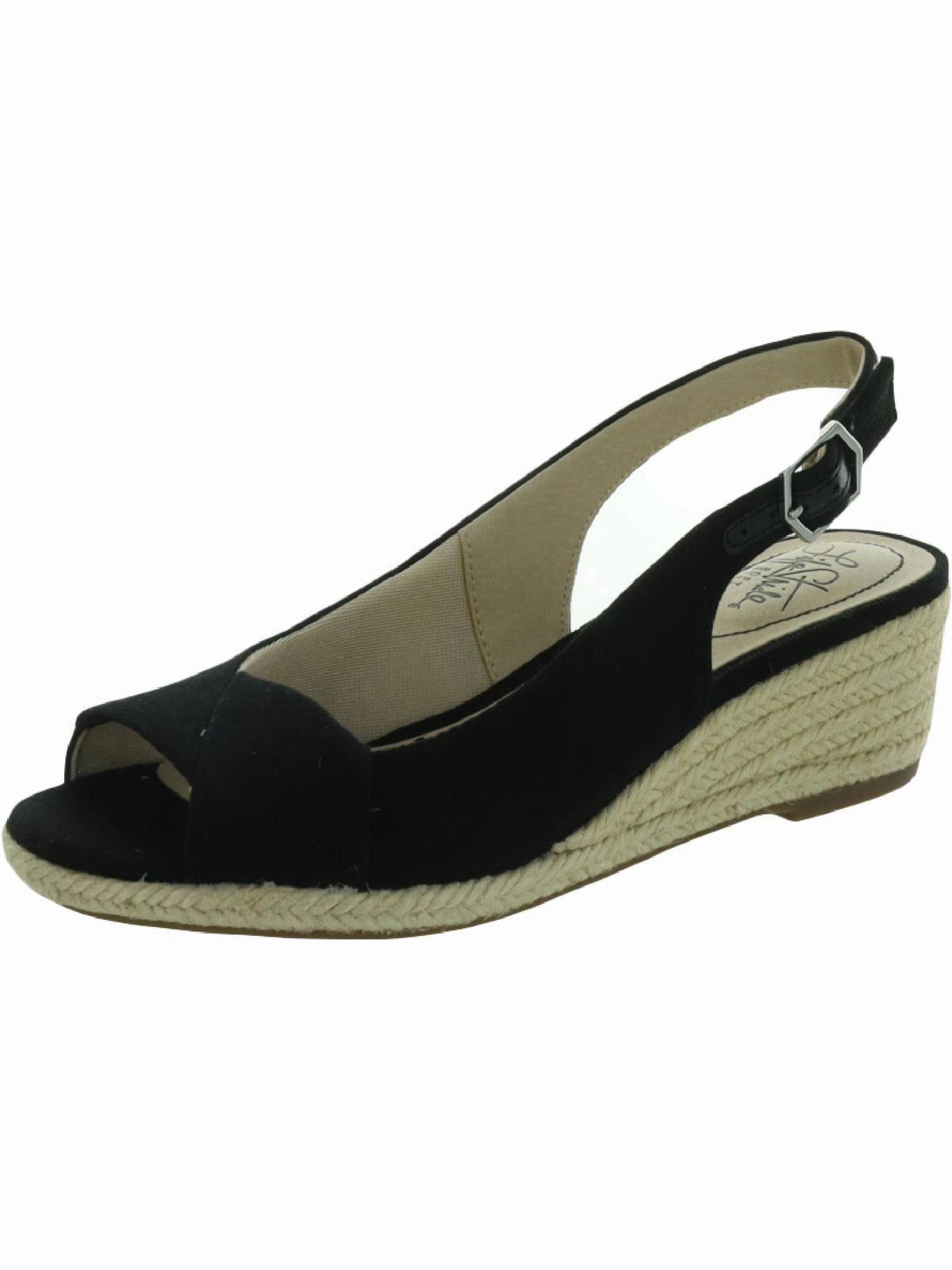 Socialite Womens Canvas Peep-Toe Slingback Sandals