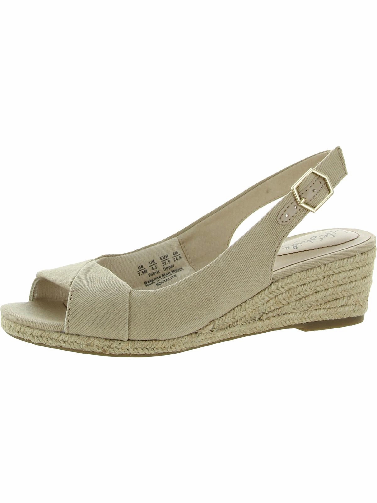 Socialite Womens Canvas Peep-Toe Slingback Sandals