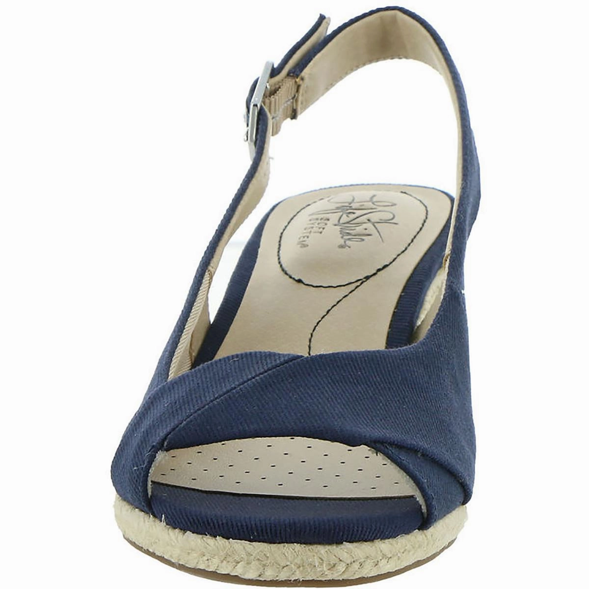 Socialite Womens Canvas Peep-Toe Slingback Sandals
