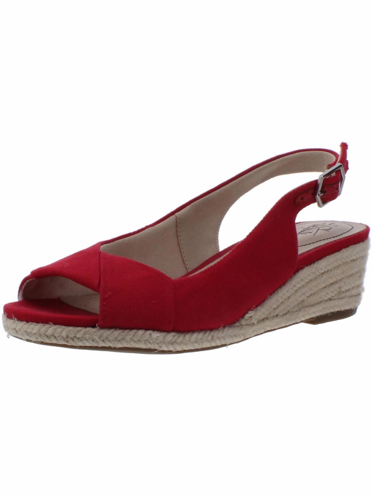 Socialite Womens Canvas Peep-Toe Slingback Sandals
