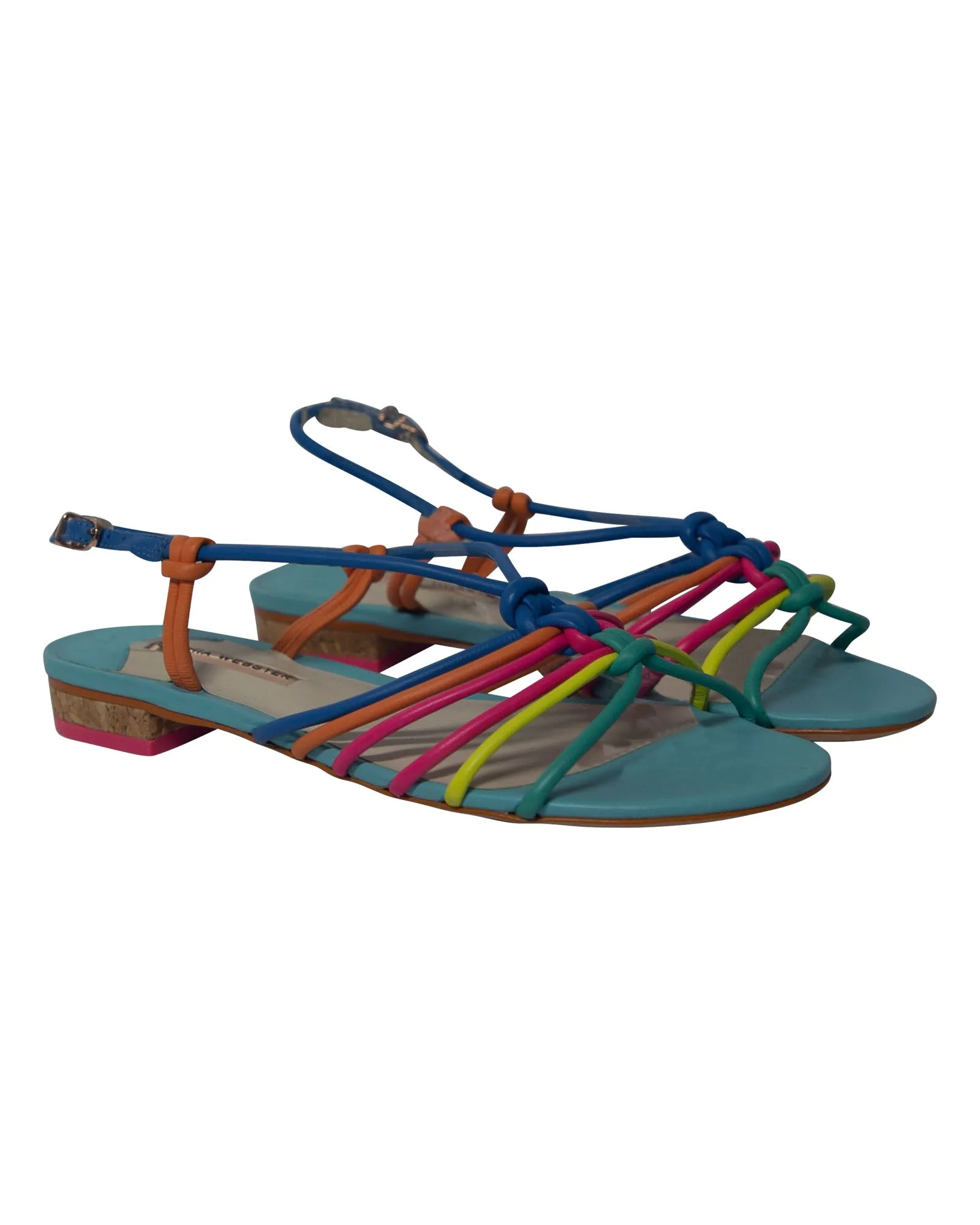 Sophia Webster Rainbow Strappy Sandals in Multicolor Leather