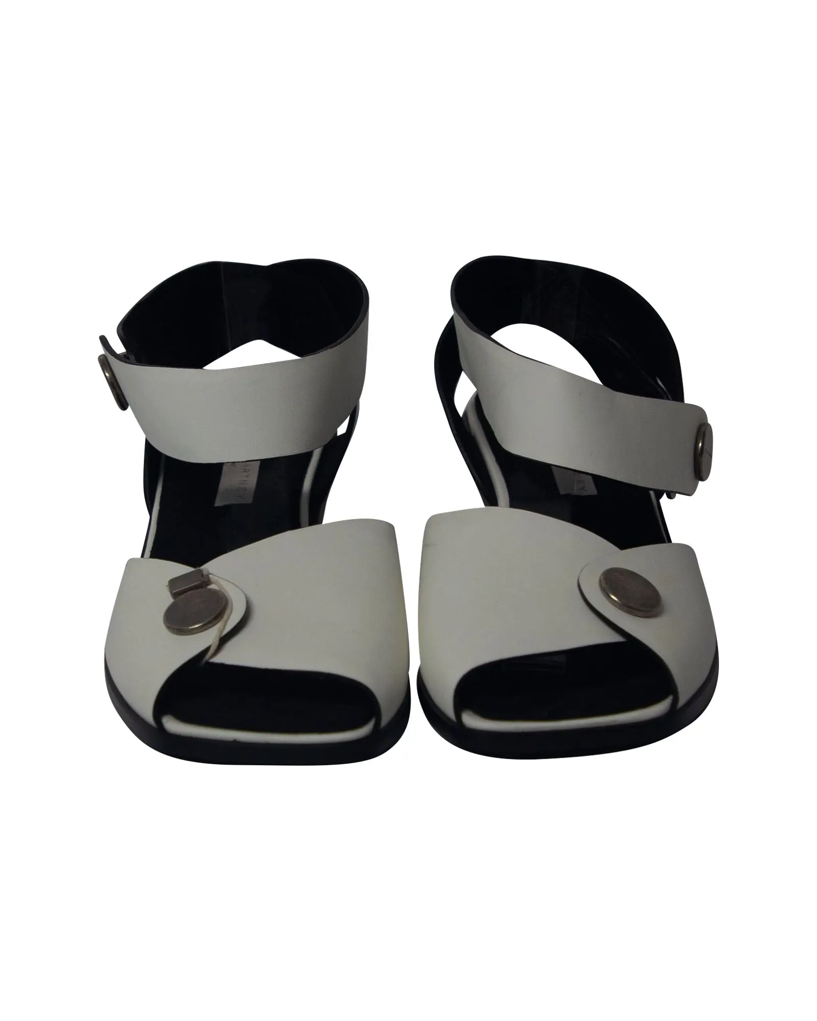 Stella Mccartney Ankle Strap Button Sandals in White Leather