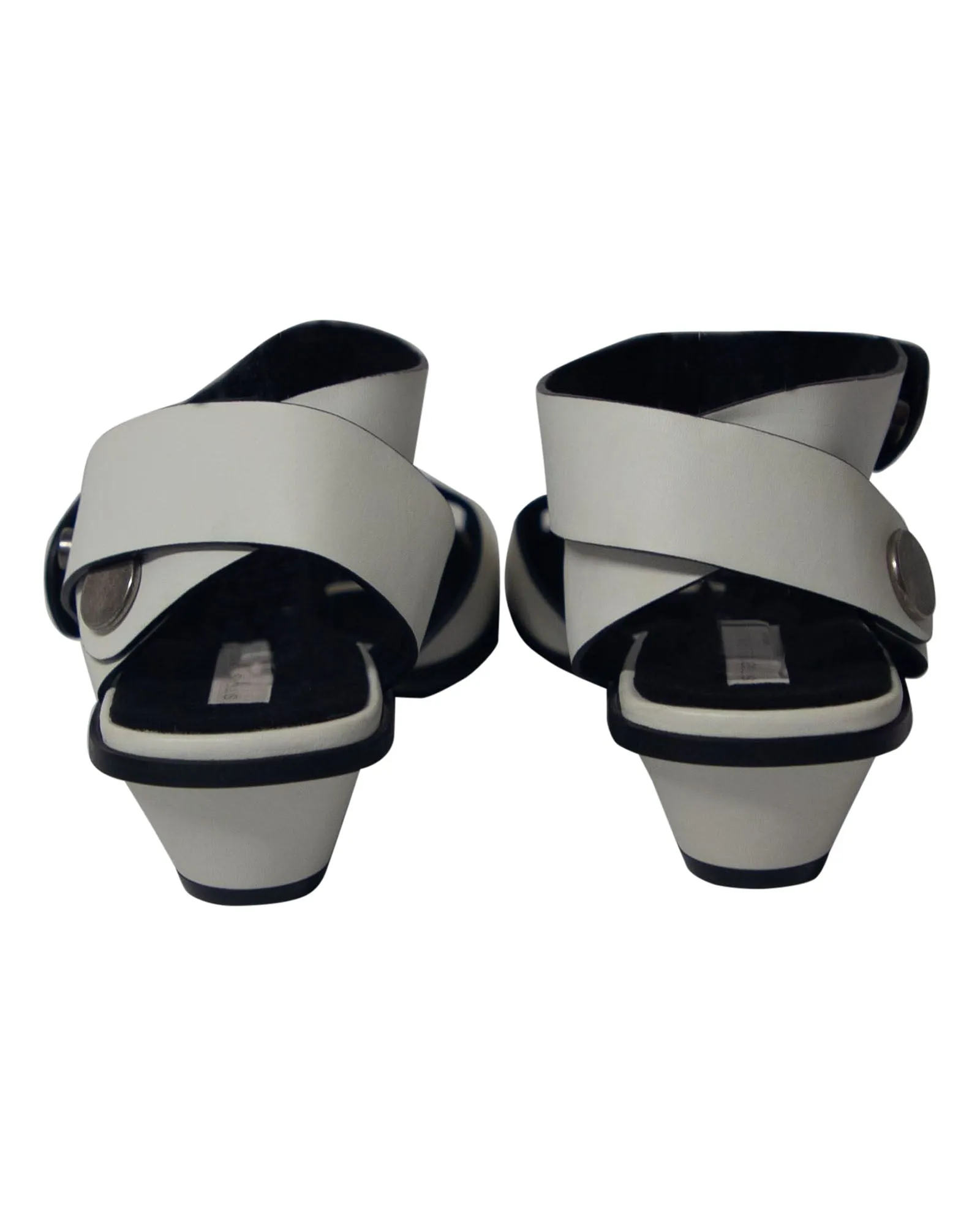 Stella Mccartney Ankle Strap Button Sandals in White Leather