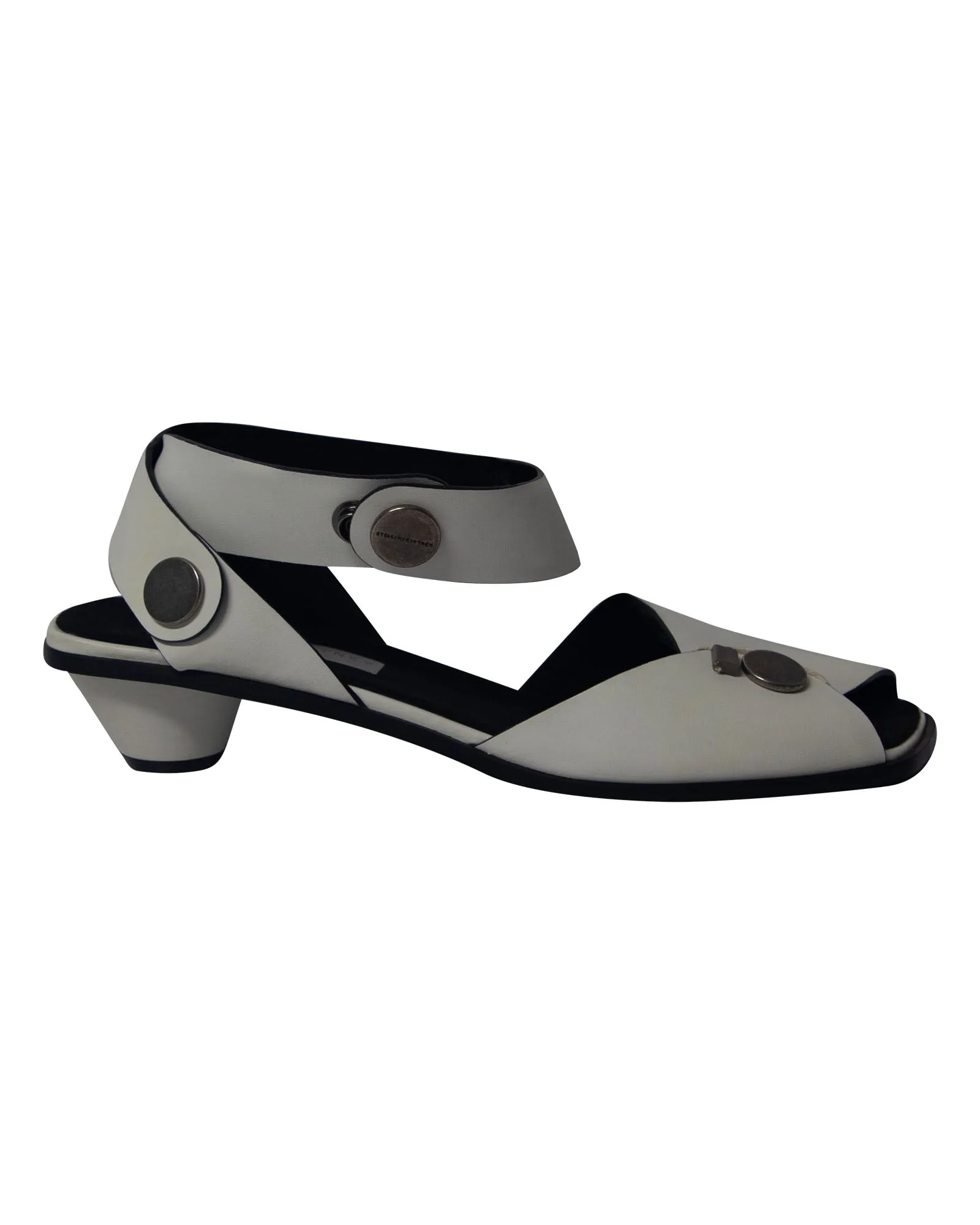 Stella Mccartney Ankle Strap Button Sandals in White Leather