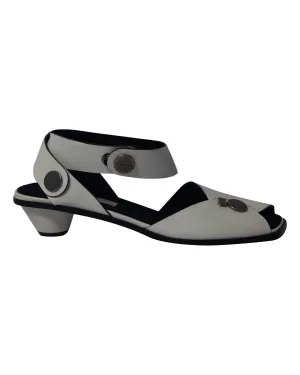 Stella Mccartney Ankle Strap Button Sandals in White Leather