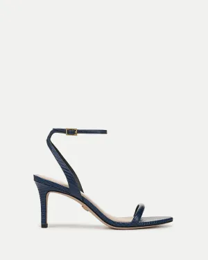 Sylvie Lizard-Embossed Ankle-Strap Stiletto Sandal