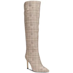 T2CLACOREI Womens Plaid Manmade Knee-High Boots