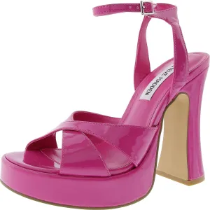 Tali Womens Buckle Patent Platform Sandals