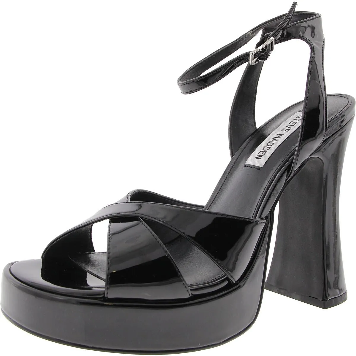 Tali Womens Buckle Patent Platform Sandals