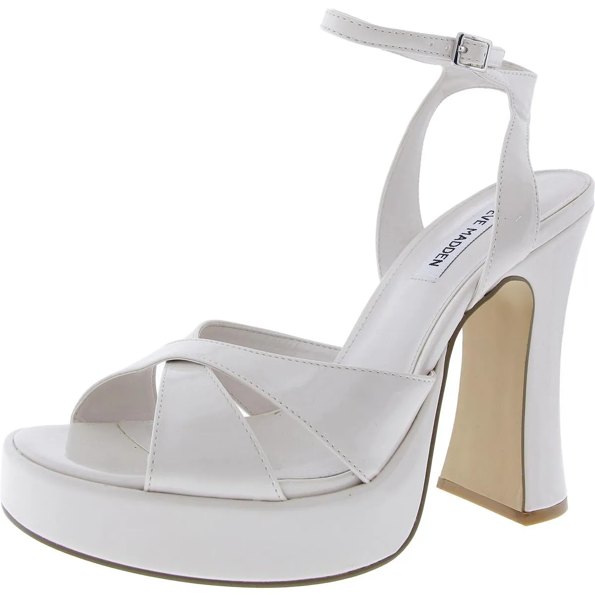 Tali Womens Buckle Patent Platform Sandals