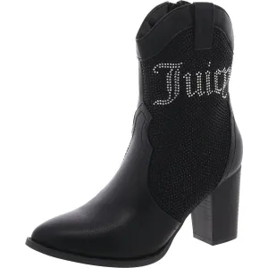 TAMRA Womens Logo Faux Leather Cowboy, Western Boots