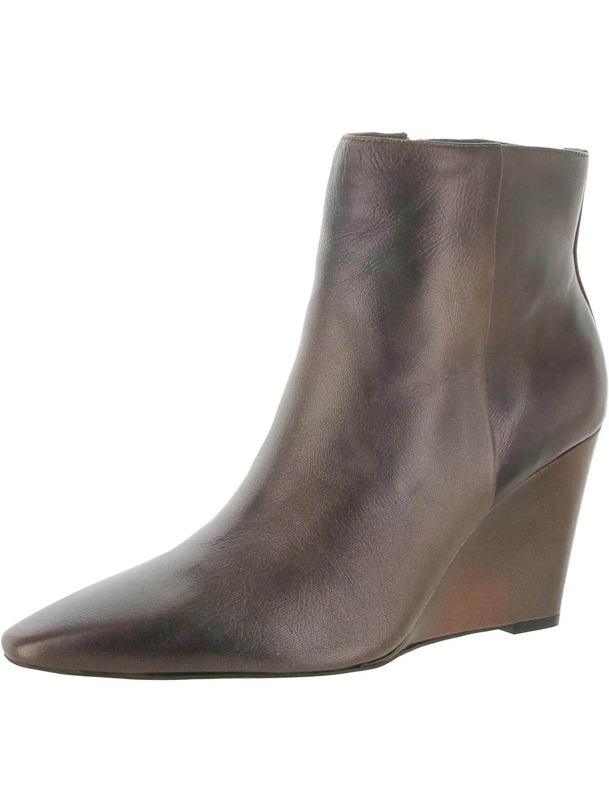 Teeray Womens Leather Pointed Toe Wedge Boots