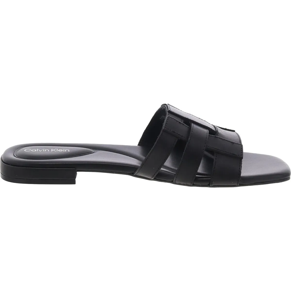 TESSIE Womens Laceless Leather Slide Sandals