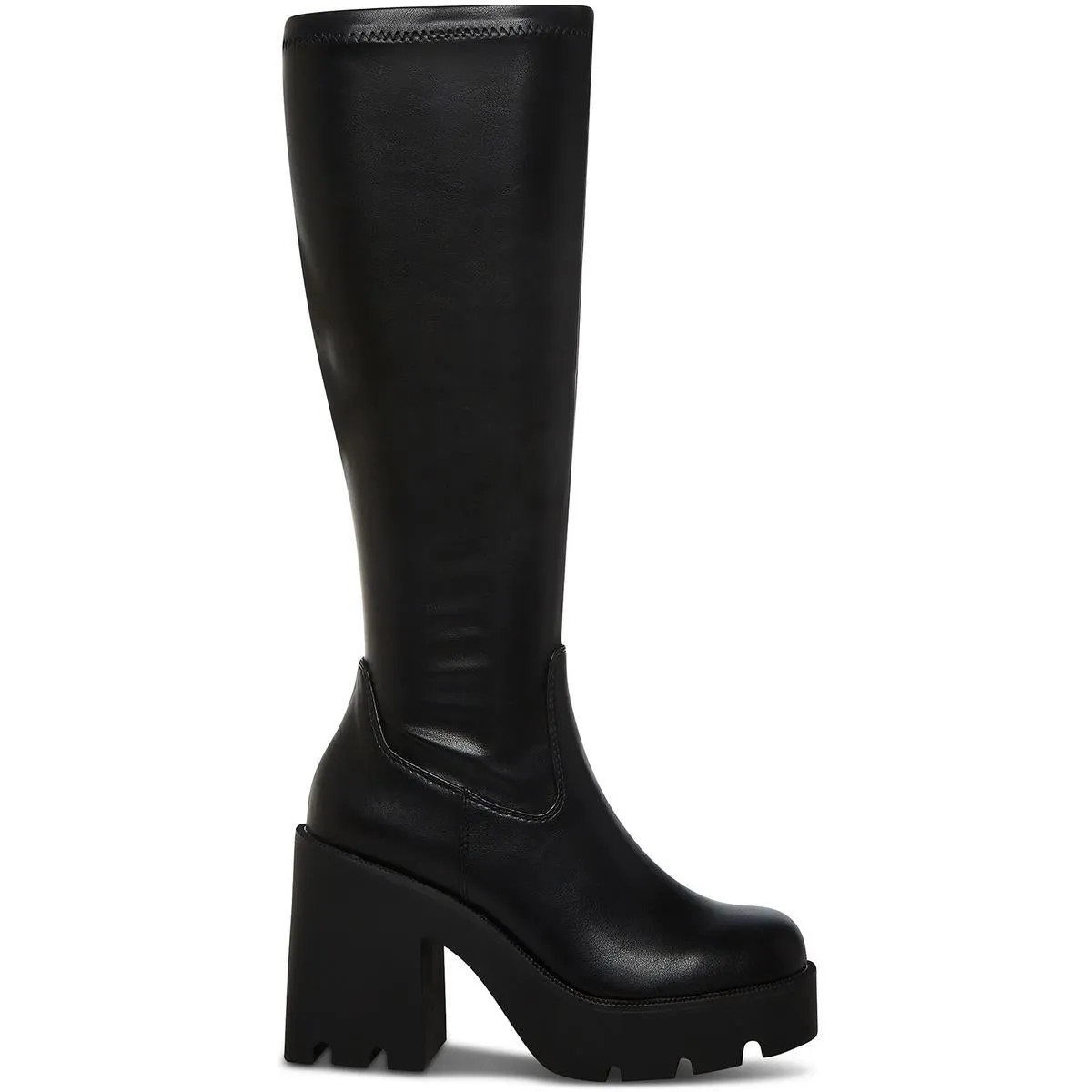 Theresa Womens Faux Leather Block Heel Knee-High Boots