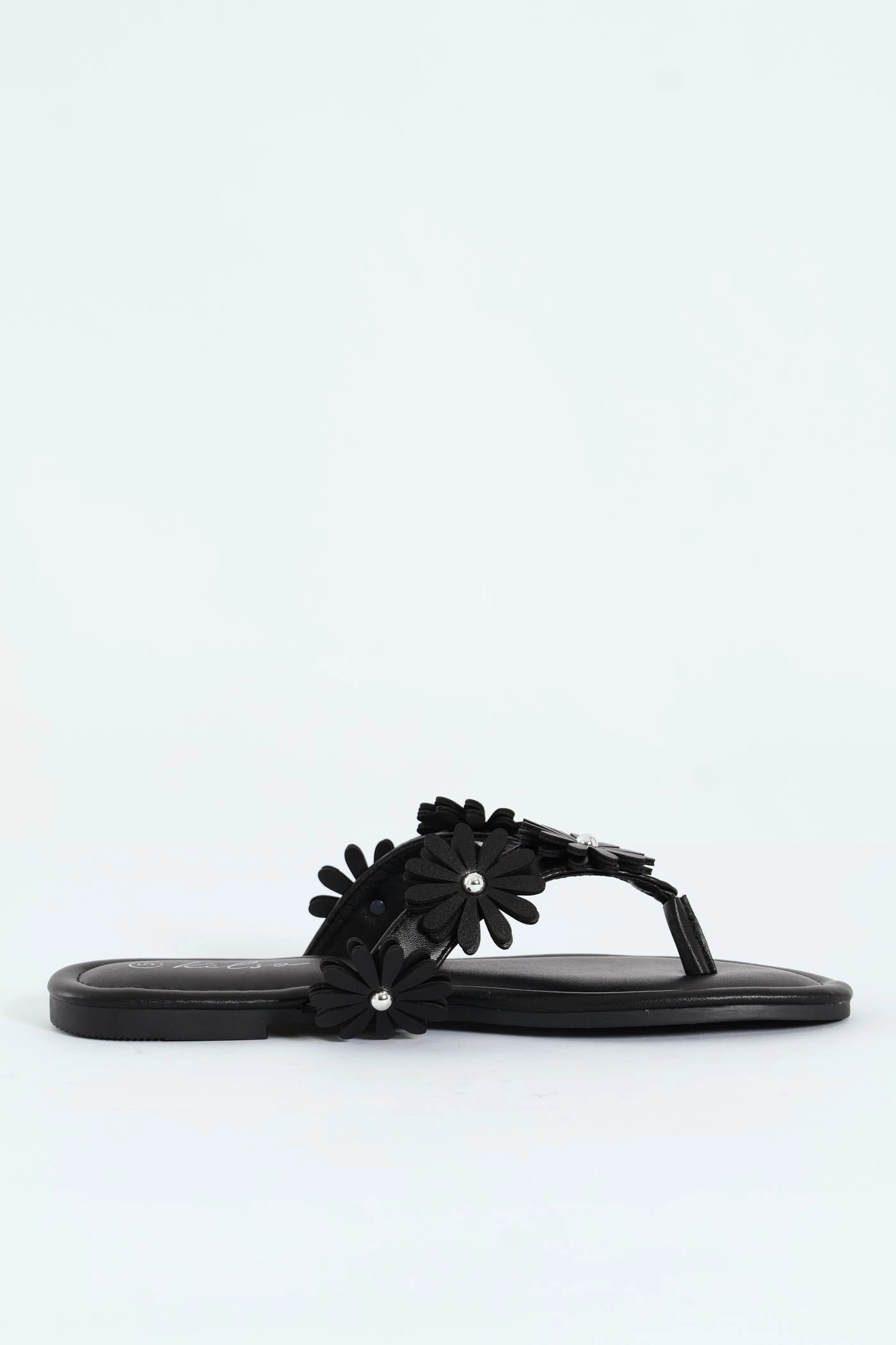 Thong With Daisy Trim - Black