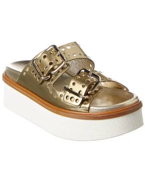 TODs Buckled Leather Platform Sandal