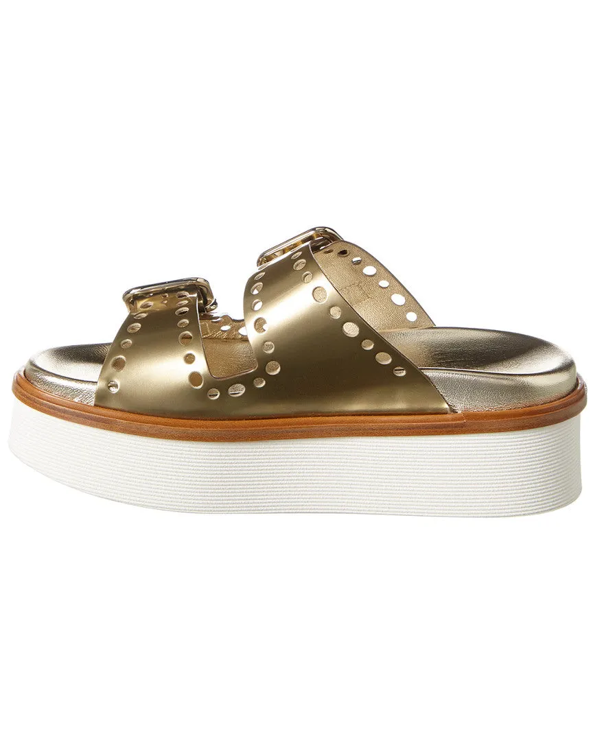 TODs Buckled Leather Platform Sandal
