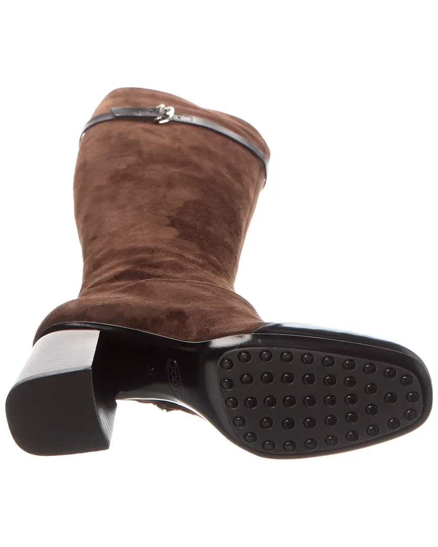 TODs Suede & Leather Knee-High Boot