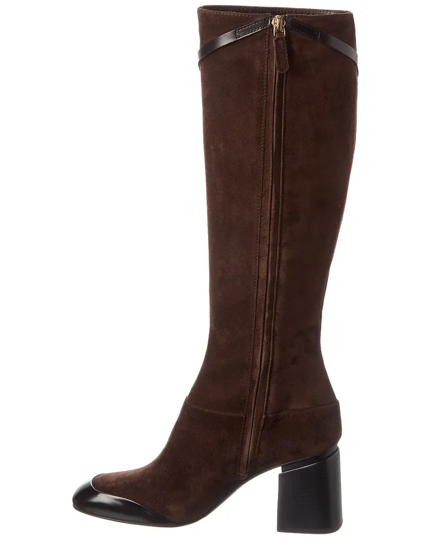 TODs Suede & Leather Knee-High Boot