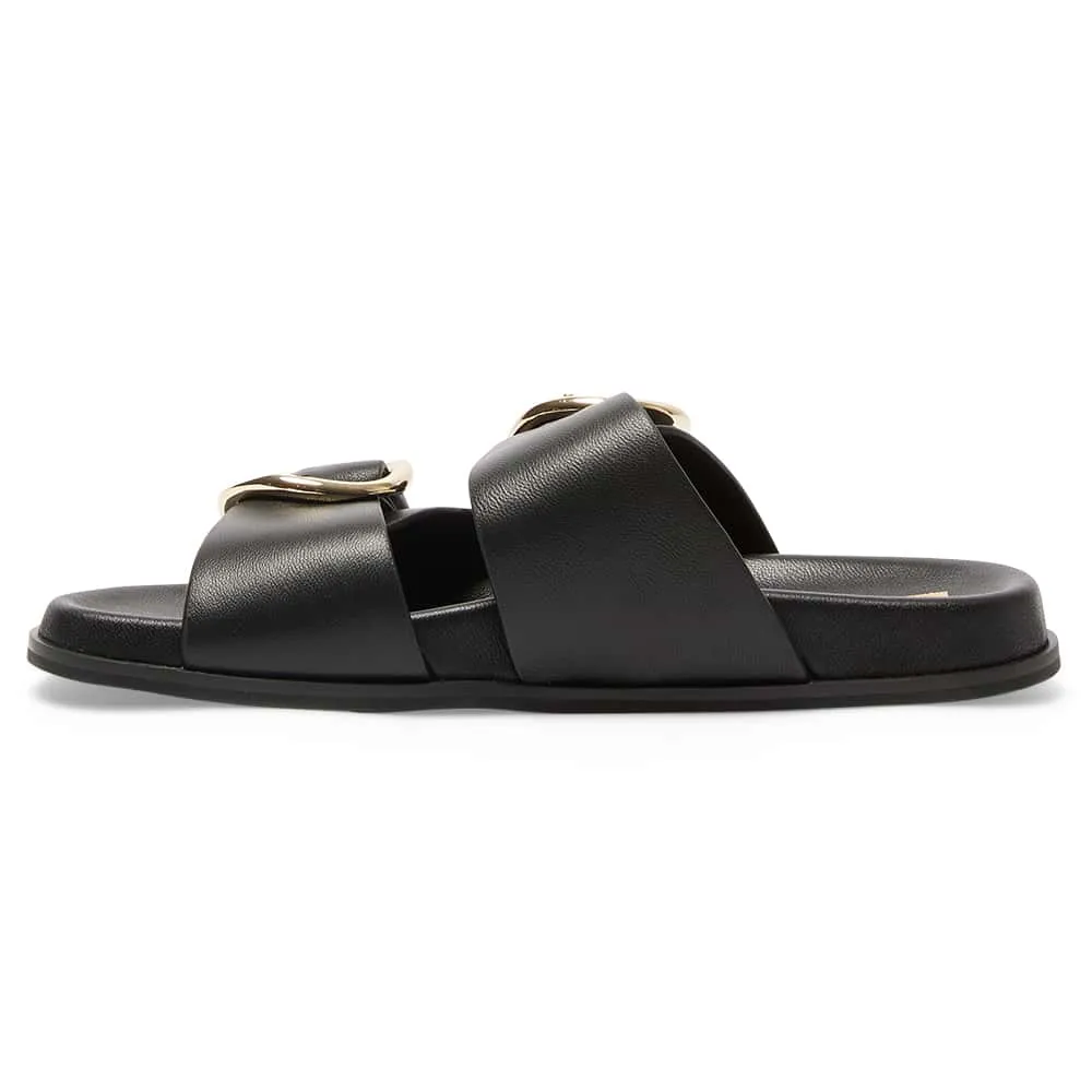 Tone Slide in Black Leather