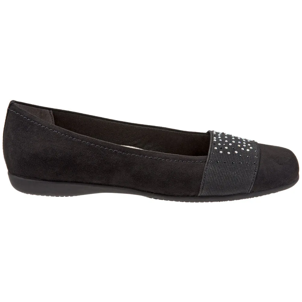 Trotters Samantha Black Micro Flat Shoe (Women's)