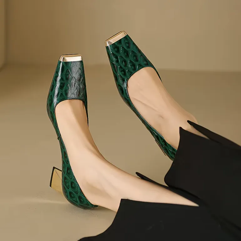 USS Shoes Ava Women's Leather Mid Heel Pumps