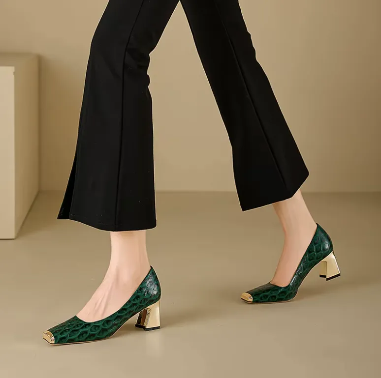 USS Shoes Ava Women's Leather Mid Heel Pumps