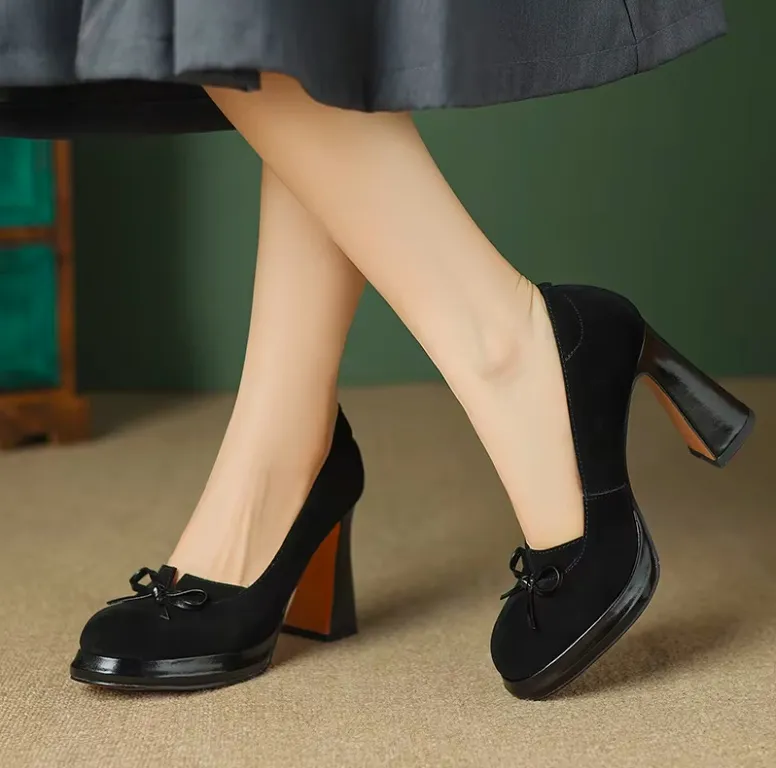 USS Shoes Barbara Women's Leather High Heels Platform Pumps