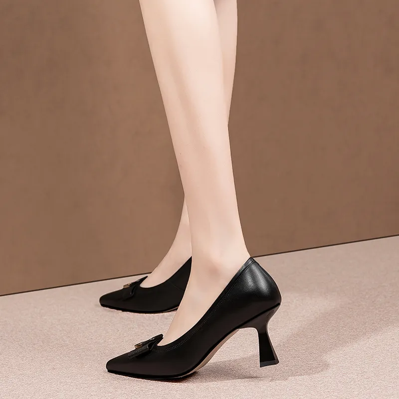 USS Shoes Maibe Women's Dress Leather Butterfly-Knot Pumps
