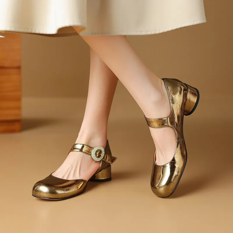 USS Shoes Virginia Women's Round Toe Ankle Buckle Strap Pumps