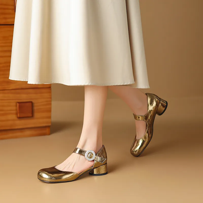 USS Shoes Virginia Women's Round Toe Ankle Buckle Strap Pumps