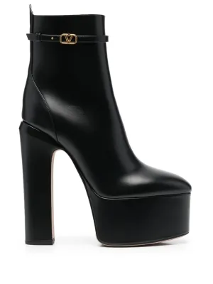 Valentino Tan-Go Leather Platform Boots