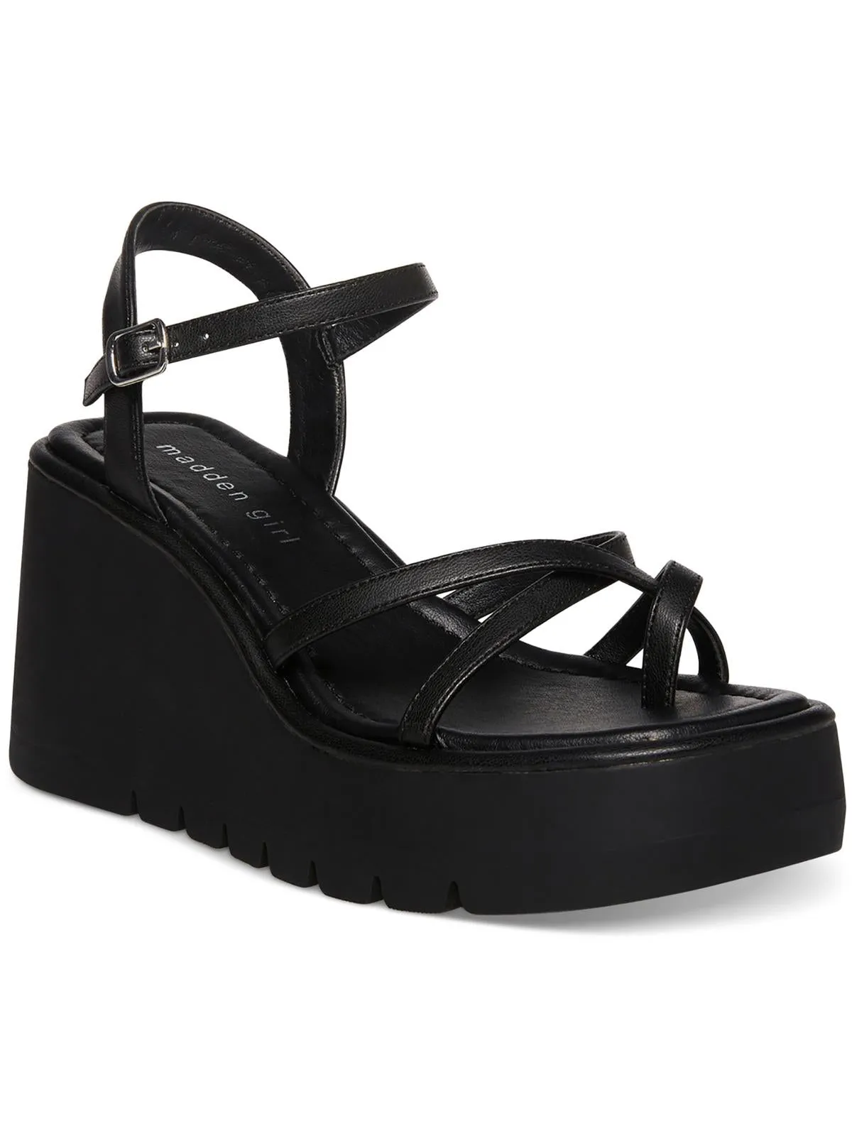 Vault Womens Faux Leather Wedge Sandals