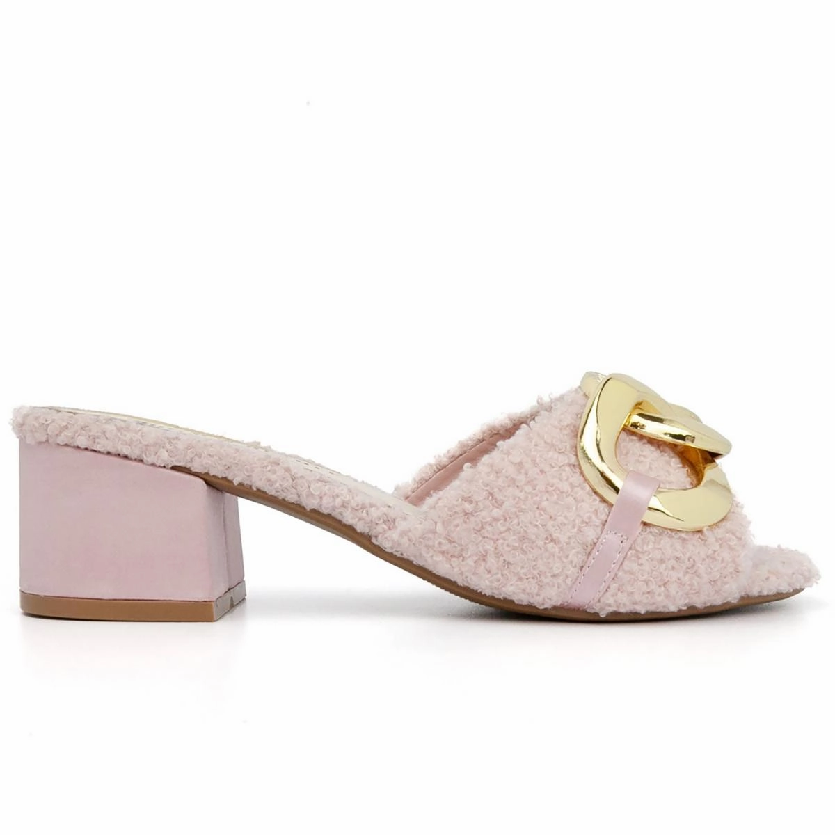 WJ03667W Womens Faux Fur Slip On Slide Sandals