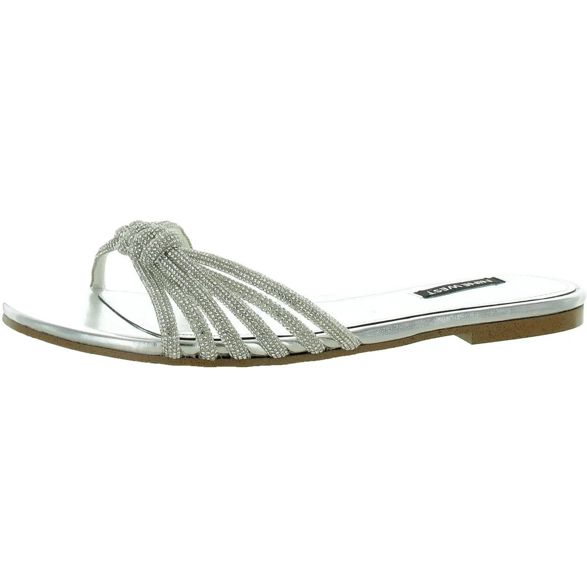 WN Luxury 5 Womens Rhinestone Strappy Slide Sandals