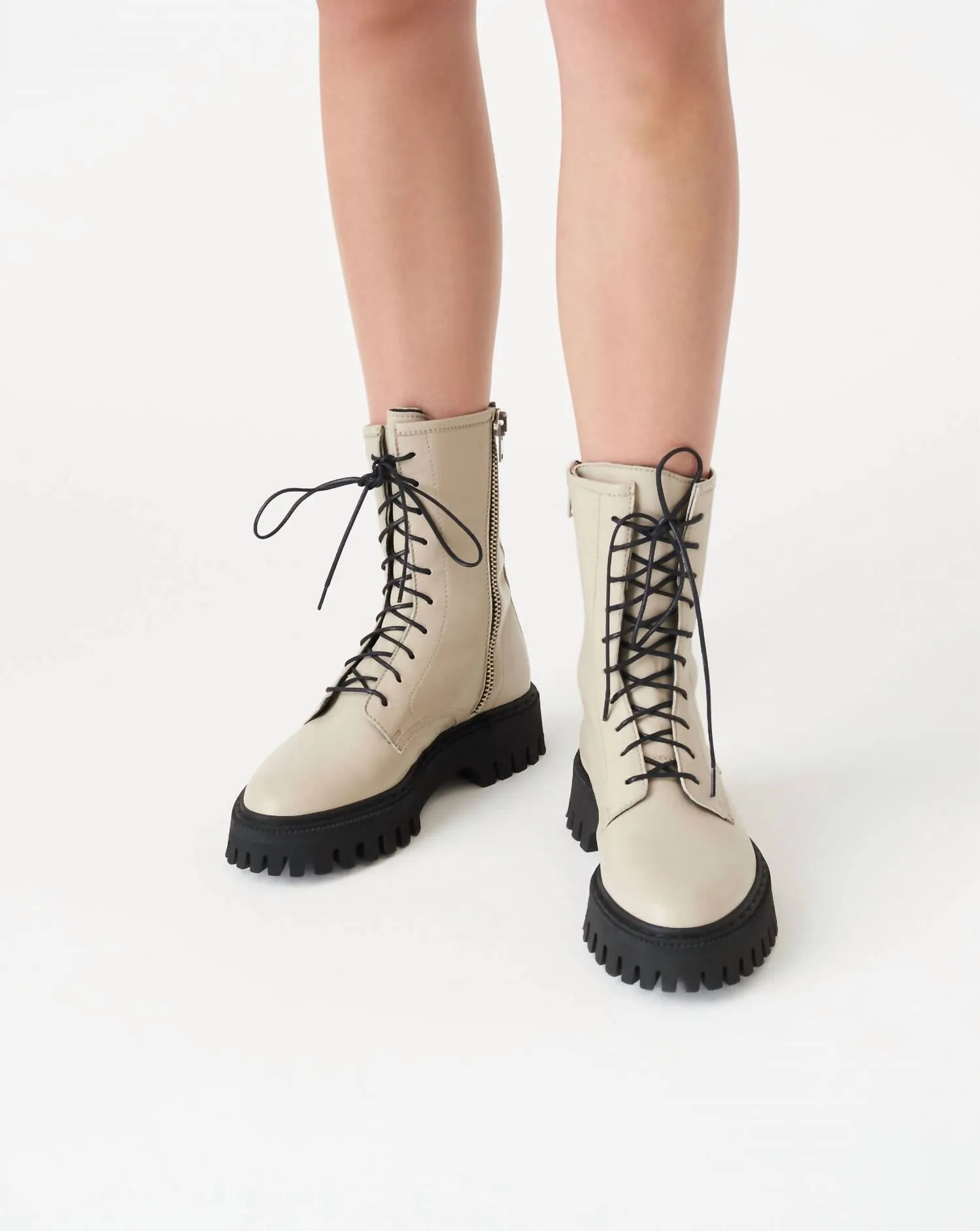 Women Kosmic Lace-Up Boots In Beige