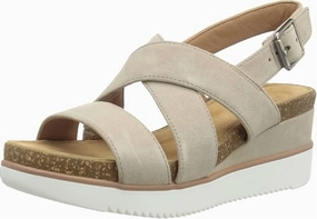Women Lizby Cross Wedge Sandals In Sand Suede