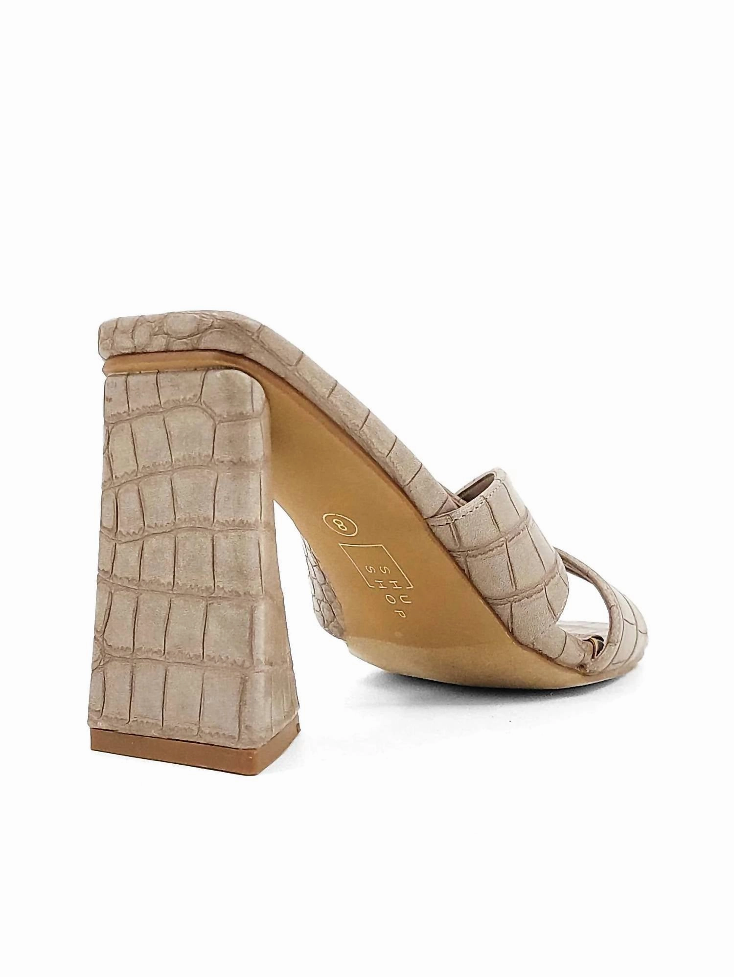 Women's Eartha Triangle Heel Sandal In Taupe Croco