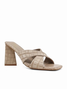 Women's Eartha Triangle Heel Sandal In Taupe Croco