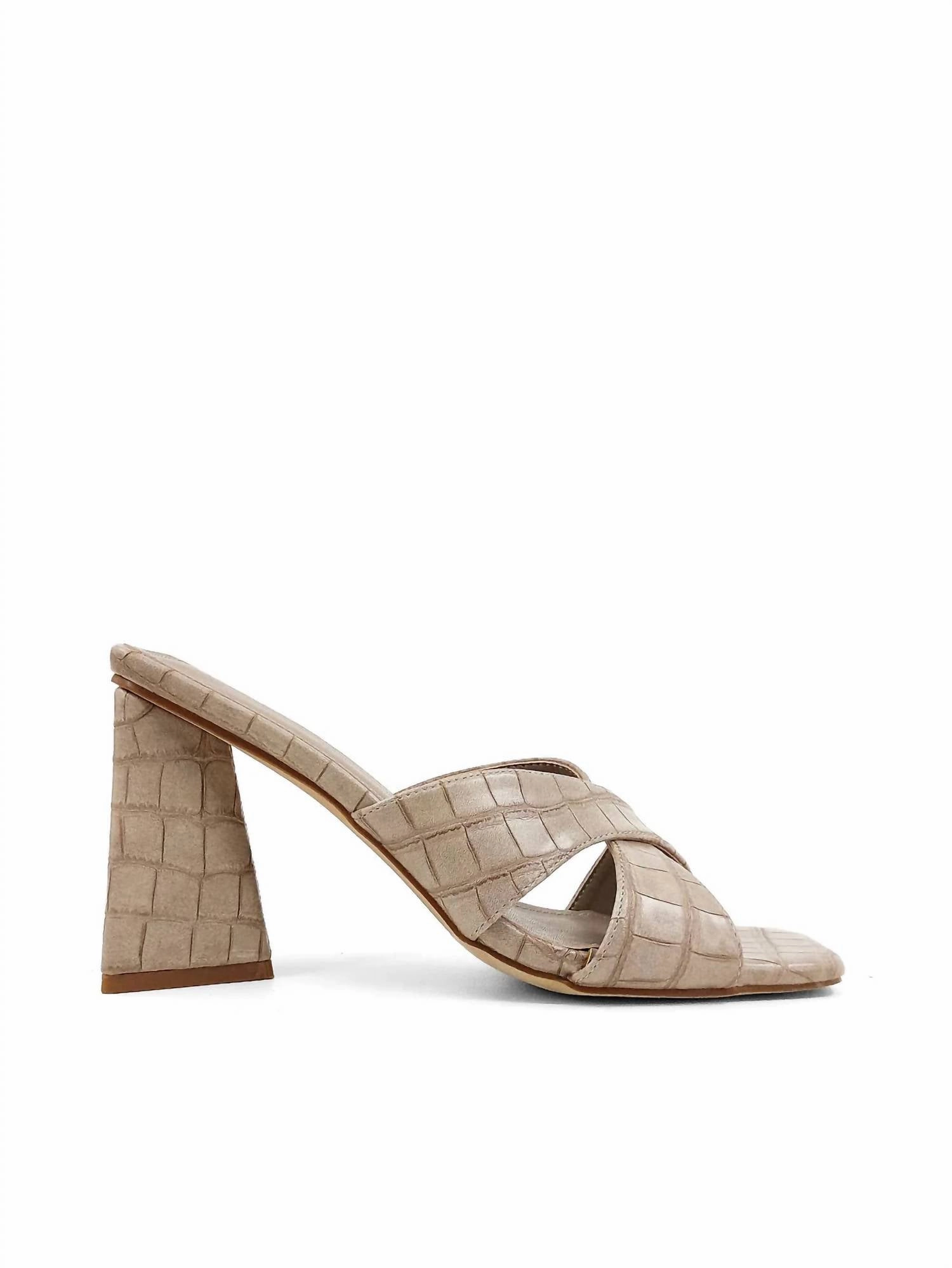 Women's Eartha Triangle Heel Sandal In Taupe Croco