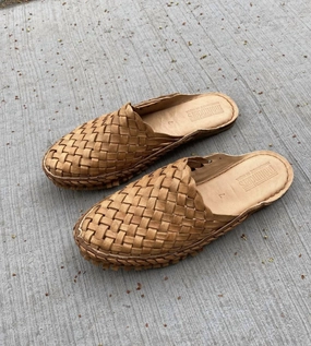 Women's Woven Slide Sandals In Honey   No Stripes