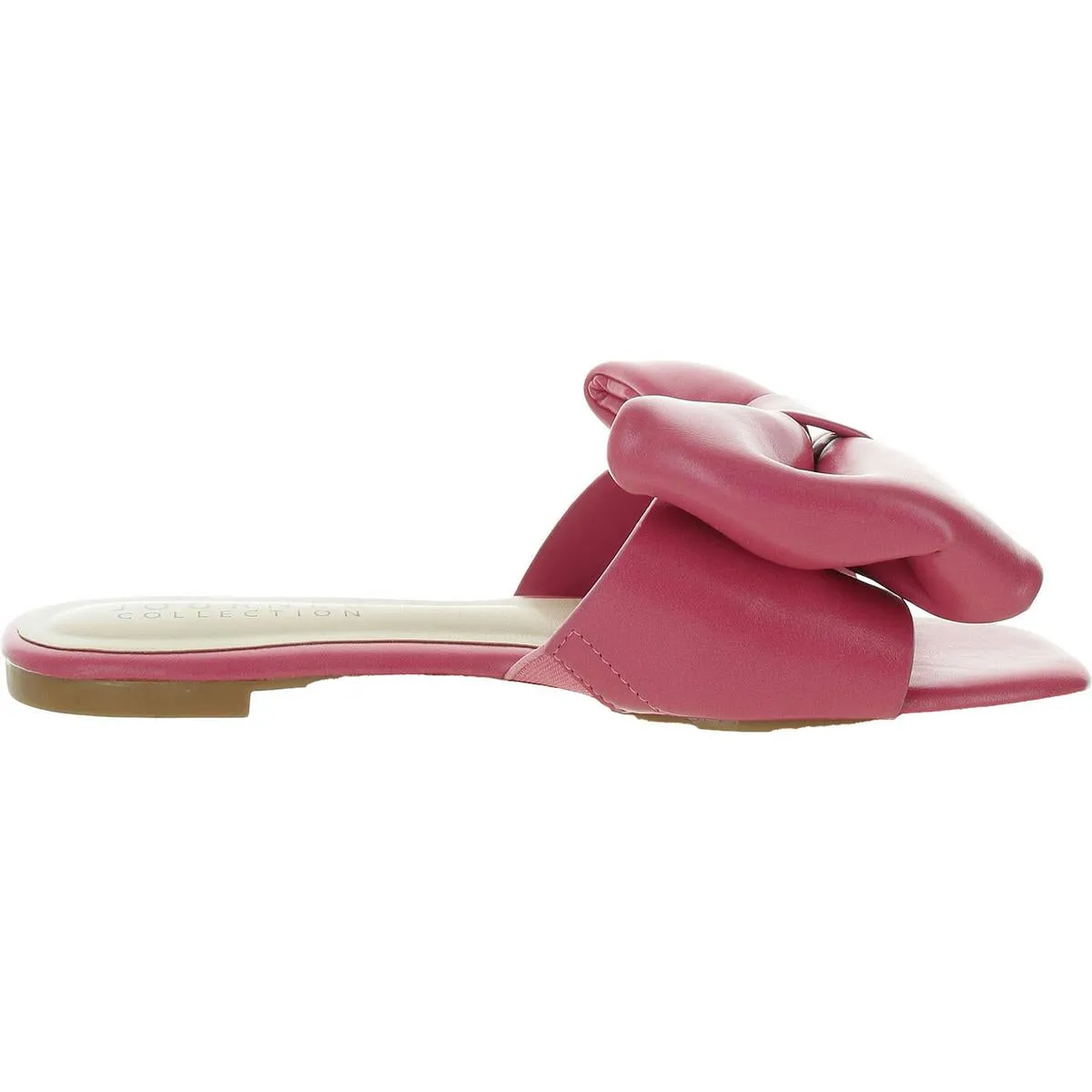Womens Bow Faux Leather Slide Sandals