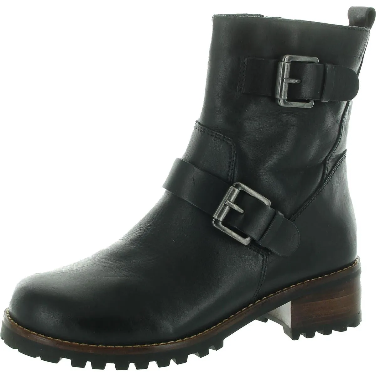 Womens Buckle Leather Combat & Lace-Up Boots