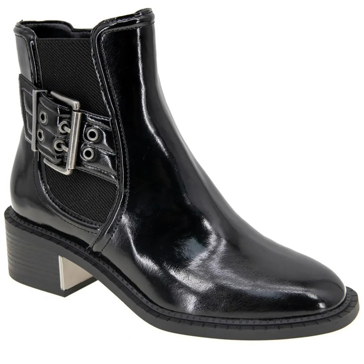 Womens Buckle Man Made Motorcycle Boots