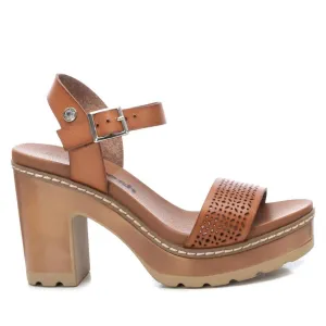 Women's Casual Heeled Platform Sandals In Medium Brown