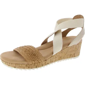 Womens Criss-Cross Canvas Wedge Sandals