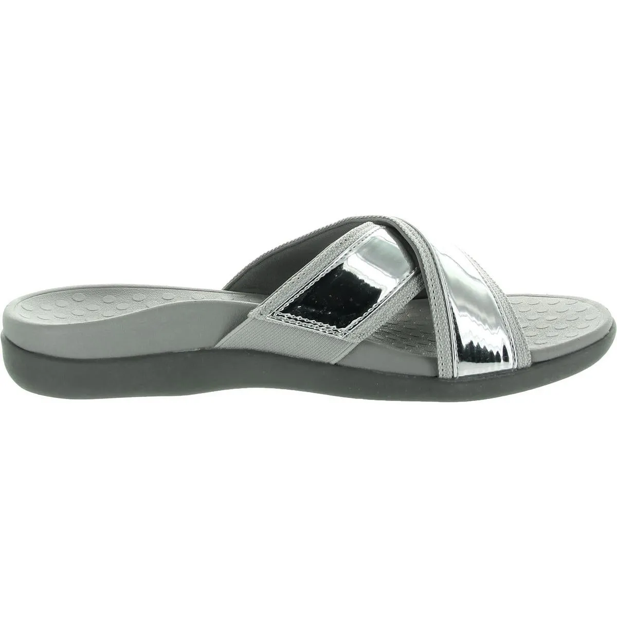 Womens Criss-Cross Patent Leather Slide Sandals