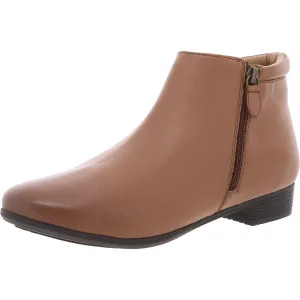 Womens Double Zipper Leather Ankle Boots