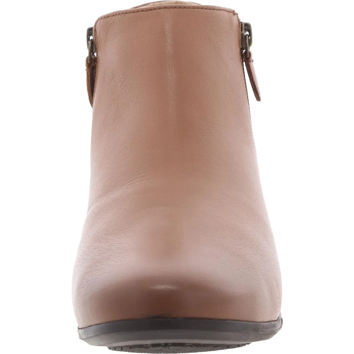Womens Double Zipper Leather Ankle Boots